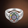 7 Chakra Ring Mandala Lotus Flower Rings for Women Sterling