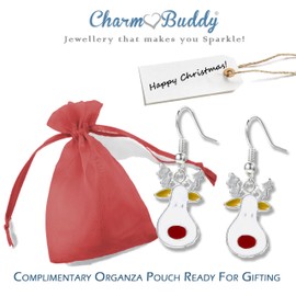 Rudolph Red Nosed Reindeer Drop Dangly Earrings with Gift Bag Womens Girls Christmas Jewellery Presents Secret Santa