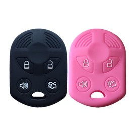 Key Fob Cover for Edge Fusion: 2 Pcs 4 Buttons Key Fob Case Replacement Fit for Ford Excape Cmax Fiesta Focus Taurus Fusion Expedition Flex Mercury Milan Mazda Tribute 2007 to 2019 Black + Pink