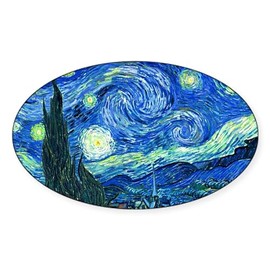 CafePress Van Gogh Starry Night Oval Car Bumper Sticker