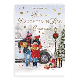 Piccadilly Greetings Christmas Card Son & Daughter in Law - 9 x 6 inches - Regal Publishing, C85491