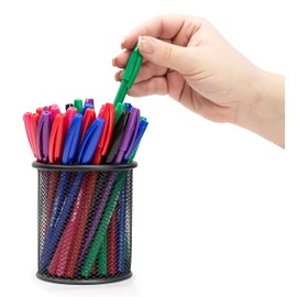 Eziglide Ballpoint Green Pen, Pack of 10 Ballpoint Pens, Smooth Writing Action-Medium Point 1.0mm Coloured Pens Multipack - Ball Point Pens Ideal Pens for School, Home or Work Stationery Supplies