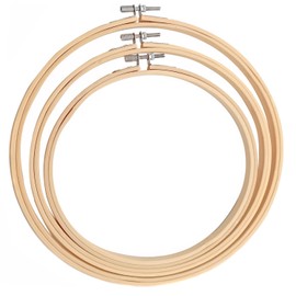 Cldamecy 3 Pieces Embroidery Hoops 7/8/10 inch,Round Bamboo Adjustable Frame Circle Ring Hoops for Embroidery,Cross Stitch,Ornament and Art Craft Sewing