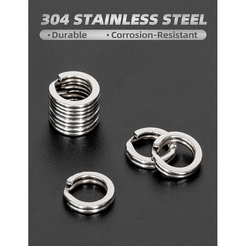 BLUEWING Stainless Steel Split Ring 25pcs Flat Ring High Strength