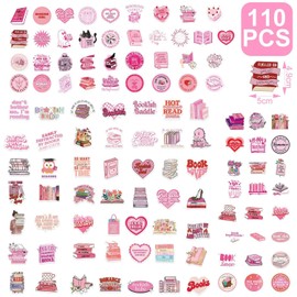 110 Pink Reading Cartoon Stickers, Nerdy Stickers, Kawaii Stickers, Pink Stickers, Romantic Stickers