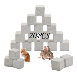 PINVNBY 20 Pcs Rbbits Lava Blocks,Chinchillas Lava Block Hamster Mineral Stone Small Animals Square Calcium Stones Teeth Pumice Grinding Chews Toy for Bunny Hamsters Chinchilla Guinea Pig