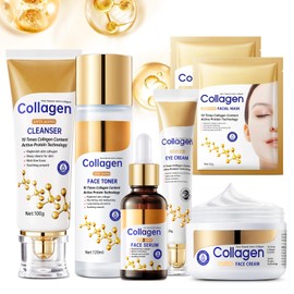 Collagen Skin Care Set, 13-In-1 Travel Skincare Kits for Firming Skin, Shrink Pores, Anti Aging Skincare Set for Reduce Wrinkles, Smooth Fine Lines, Hydrating, Facial Kits for Women & Girls.