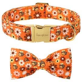 Unique style paws Cotton Dog Collar with Bow Autumn Puppy Collar with Bee Daisy for Small Medium Large Boys Girls Dogs