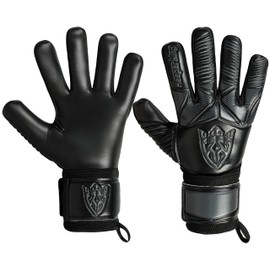Keeperking Goalkeeper Gloves Children Youth Adults Football Gloves without Fingersave 4 mm Forehand (5, Black)
