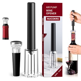 Air Pressure Wine Bottle Opener and Vacuum Wine Stopper Set - NUCOKRS Quick and Easy 3-7 Times Cork Removal Great Gift for Wine Lovers