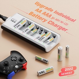 EBL Rechargeable AAA Batteries (ProCyco 1100mAh) 16 Pack 1.2V NiMH Triple AAA Battery with AA AAA Battery Charger