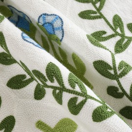 Tosleo Embroidered Throw Pillow Covers 18x18 inch Pack of 2 Green Vine Blue Flowers Decorative Pillowcases Farmhouse Cotton Pillow Cushion Cases Home Decor Square Floral Pillow Case