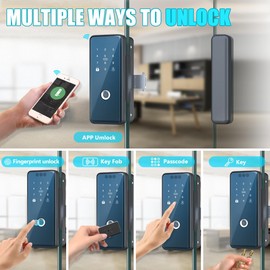 wisuwore Sliding Swing Door Smart Lock for Glass Door Keyless Entry Digital Door Locks, Fingerprint/APP/Password/Card/Key Five in One WiFi Lock for Office,Home,Hotel,Apartment