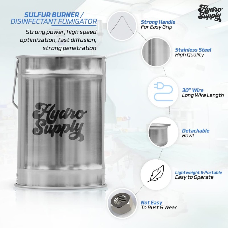 Hydro Supply Greenhouse Sulfur Vaporizer, Sulfur Burner with Indicator Lights,