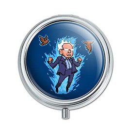 Pixel Super Bernie Sanders with Birds and Fire Pill Case Trinket Gift Box