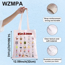 WZMPA Belcher Family Alphabet Tote Bag Bob Belcher Fans Gift Linda Belcher Shoulder Bag Tina & Gene & Louis Fans Gift, Bob's Alphabet Tg