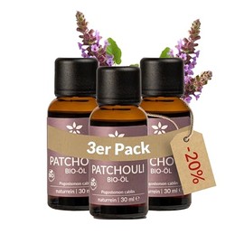 Heldengrün© BIO Patchouli Öl [100% NATURREIN] - Reines Patchouli Duftöl - Patchouliöl in Parfumqualität - Nachhaltiger Wildwuchs - Ätherisches Öl - 3 x 30 ml