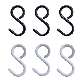 ARARAGI Hooks, Anti-Slip, S-Shaped Hooks, Bending, Rust-free, No Noise, For Kitchen, Washroom, Bathroom, Entryway (White, Black, Small, 3 Each Set)
