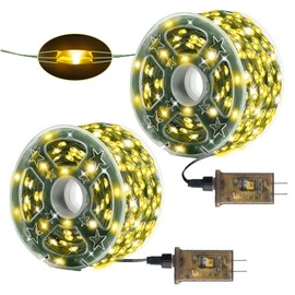 Heceltt 2 Pack Total 2000 LED Christmas Lights Outdoor,Green Wire Outdoor Fairy Lights Plug in Waterproof 8 Modes and Timer Memory Function for Xmas Wedding Party Holiday Patio Decor (Warm White)