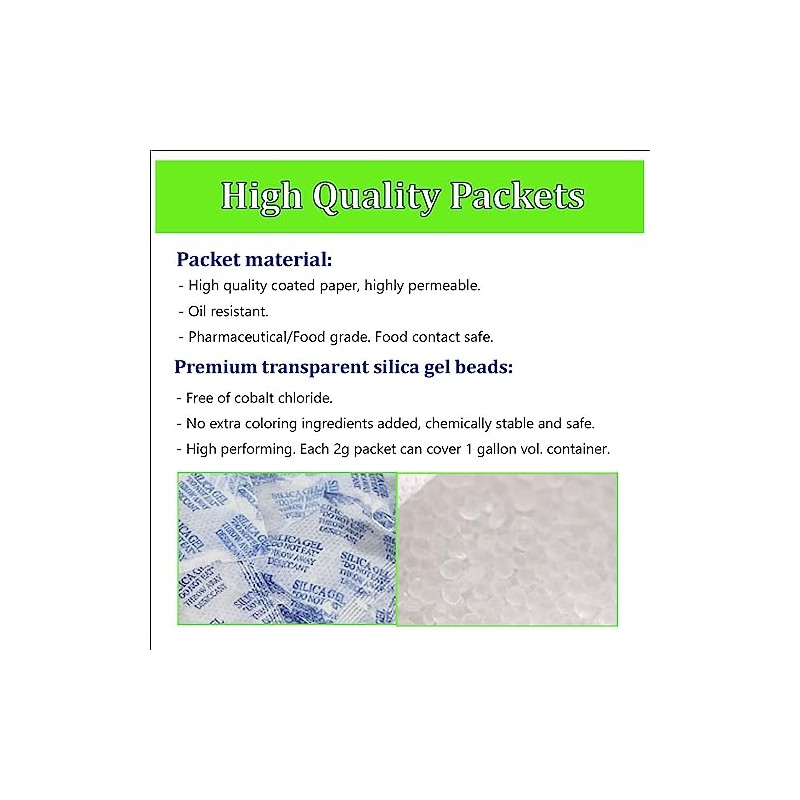 Silica Gel Packs 100 Packets 2 Gram Desiccant Moisture Absorber