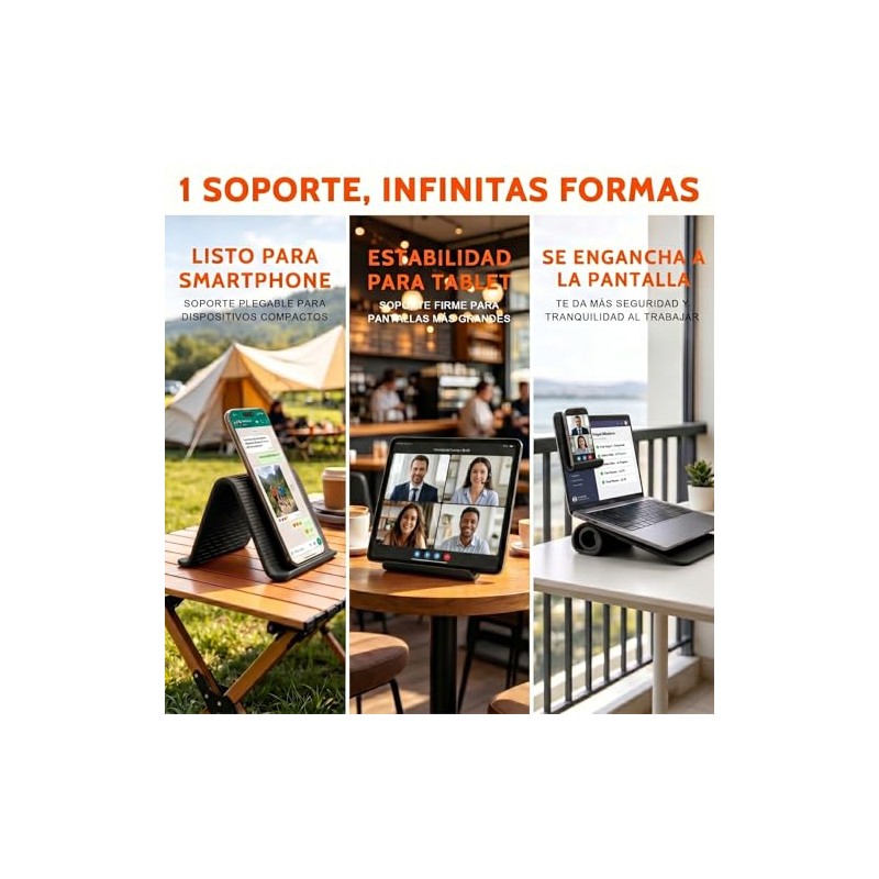 Soporte Flexible para Celular y Tablet, Stand de Silicona Plegable