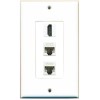 Wallplate City DecorZ - 1 HD and 2 CAT5E White Ethernet Port Female Decorative Wall Plate