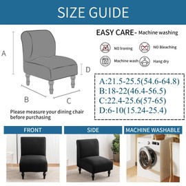 LavishCover Armless Accent Chairs Covers, Thick Armless Recliner Sofa Cover Stretchable, Removable Armless Chair Slipcover for Living Dining Room Hotel (Black, 1pc)
