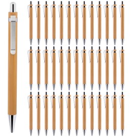 Acboor Wooden Ballpoint Pen, 40 Ballpoint Pens Set, Writing Instrument, Bamboo Wooden Ballpoint Pen Set, Natural, Environmentally Friendly, Plastic-free for Everyday Office and Home, Black