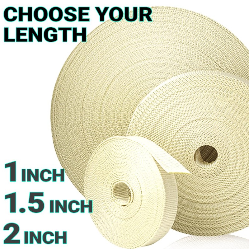 TECEUM 1.5 Inch Webbing – Cream – 10 Yards –