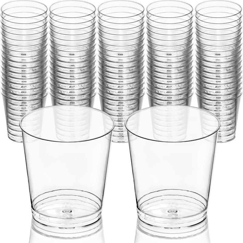 DecorRack 1 Oz Shot Glasses, 80 Hard Clear Plastic Shot