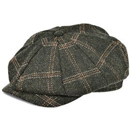 Mens Newsboy Cap High Woolen Tweed Gatsby Hat Ivy Cabbie Flat Golf Cap for Fathers Women Unisex S