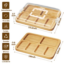 Charcuterie Board Cheese Board with Lid and Handle, Portable Bamboo Snackle Box, Build-a-Board Cutting Board with Compartments for Charcuterie Snacks Parties,Travel,Picnics, Ideal Gift (White)