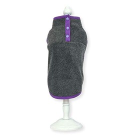 Cara Mia Dogwear Lightweight Button Neck Dog Fleece Vest Shirt Coat (M, Grey/Purple)