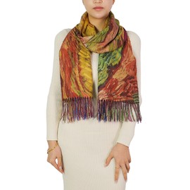 Wander Agio Fashion Painting Scarf for Women Long Shawl Large Warm Scarves Cashmere Feel Retro Evening Dress Shawls Flying Geese 17