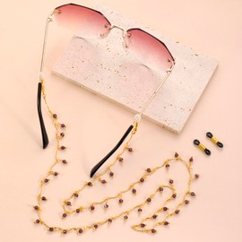 Dreamtimes Glasses Chain for Women Handmade Colourful Pearl Lanterns Glasses Strap Chain Glasses Necklace Mask Chain Eye Glasses Chains, purple