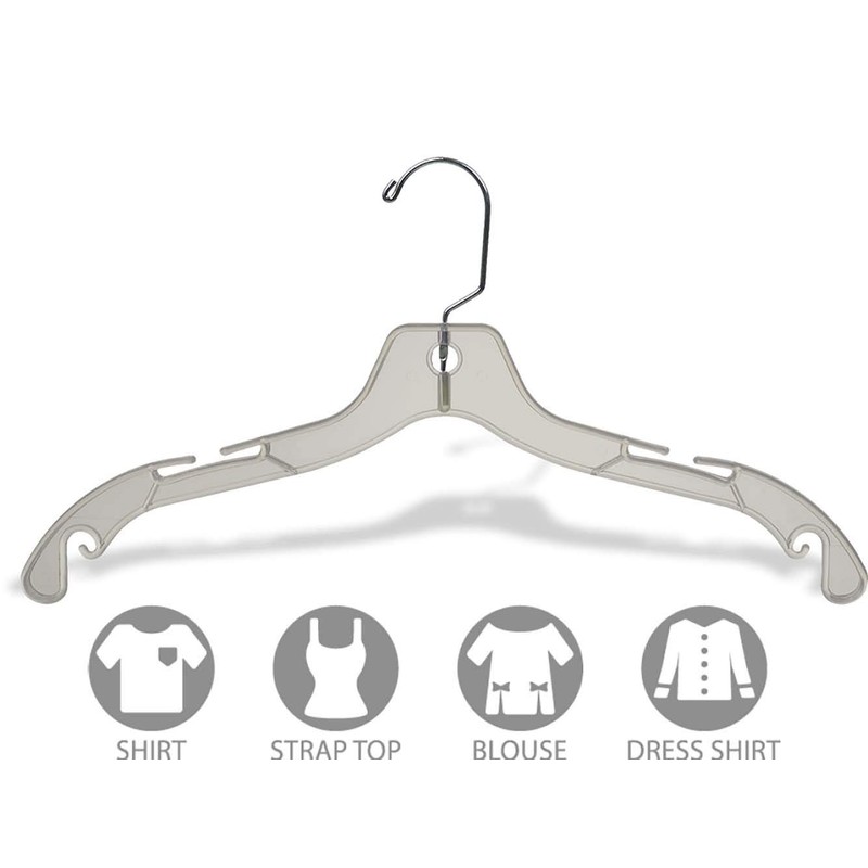 Extra Strong Clear Plastic Top Hanger with Notches and Swivel
