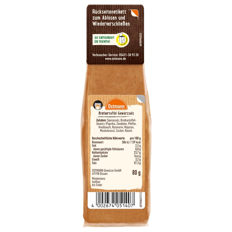 Ostmann Bratkartoffel Gewürzsalz, 80 g 805140