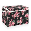 CaTaKu Large Fabric Storage Bins With Lids, Floral Pink Rose