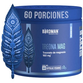 Birdman Treonato de Magnesio 160 mg | Sin Aditivos, Sin Sabor | Cápsula Vegana | Suplemento de Magnesio | 60 Porciones | 180 Cápsulas