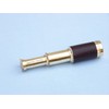 Hampton Nautical Scout's Chrome/Leather Spyglass Telescope with Black Rosewood Box,
