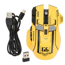 Gaming Mouse 2.4G Wired Bluetooth 3 Mode 5 Adjustable DPI Game Mouse with 11 RGB Light for Windows for Android for IOS Yellow