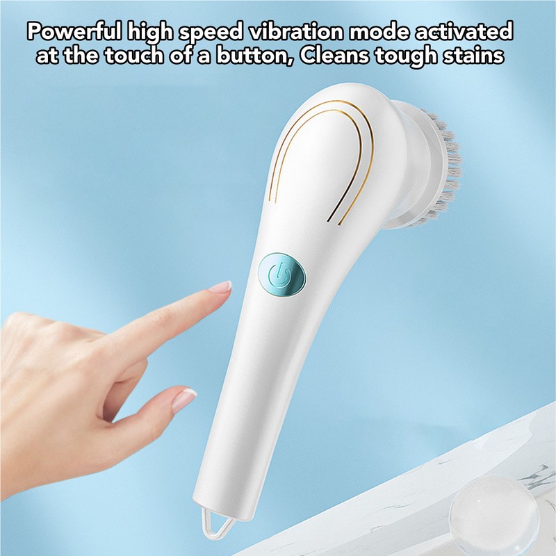 Handheld Electric Cleaning Brush Multifunctional with 5 Replacement Brush Heads