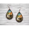 Twisted R Design Desert Skull Western Wood Dangle Teardrop Print