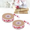 2pcs Red Ribbon 1.5cm/0.6in Wide Heart Pattern Packaging Ribbons DIY
