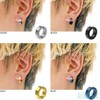 ALOHAMONI Fake Earrings, Ear Cuff, Earrings, Black, Silver, Binaural, 2-piece