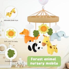 PIIKAGO Animals Crib Mobile - Safari Baby Mobile for Crib with 12 Lullabies for Boys & Girls, Musical Baby Mobile for New Borns, Nursery Mobiles, Fits Standard Cribs
