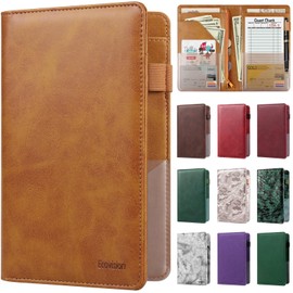 EcoVision Server Books for Waitress,Leather Waiter Book with Zipper Pocket, Server Booklet Restaurant Waitstaff Organizer, Serving Book Guest Check Book Holder Money Pocket Fits Server Apron