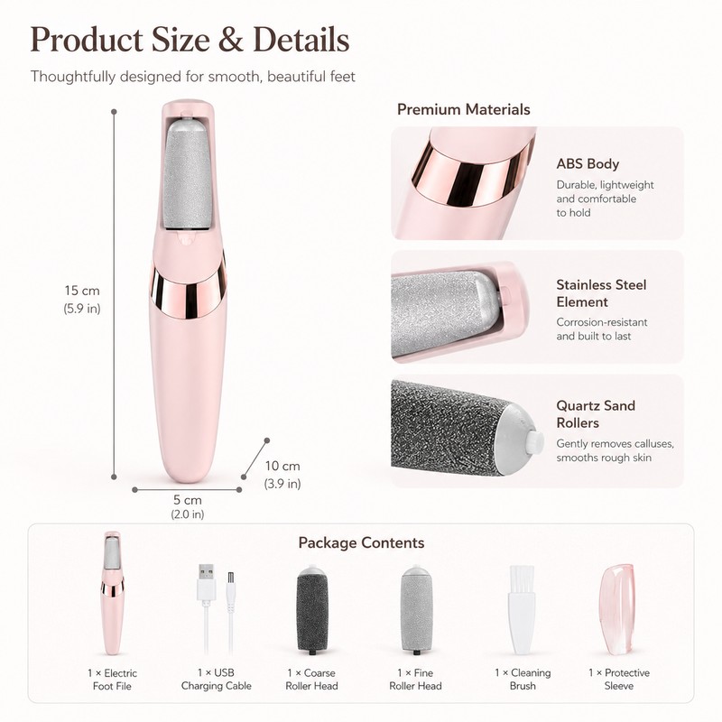Rechargeable Electric Foot File for Heel Care – 2-Speed Callus