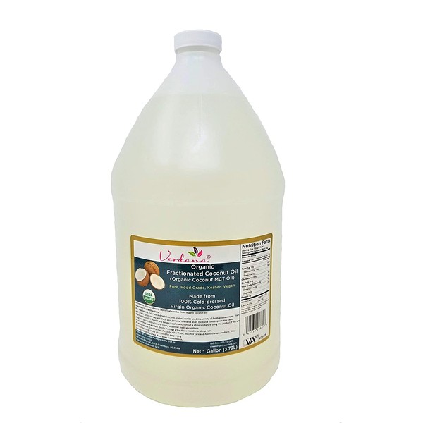 Verdana USDA Certified Organic Coconut MCT Oil – aka Fractionated Coconut Oil – 1 Gallon - 100% Genuine – No Palm Kernel Used - Kosher Food Grade – Pure - Vegan – Non GMO– Great for Keto, Paleo Diet
