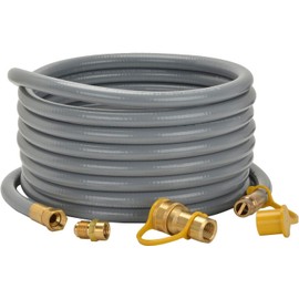 only fire 24 Ft 1/2" ID Natural Gas Hose, Propane Gas Grill Quick Connect/Disconnect Hose Assembly with 3/8" Female Flare x 1/2" Male Flare Adapter for Outdoor NG/Propane Appliance